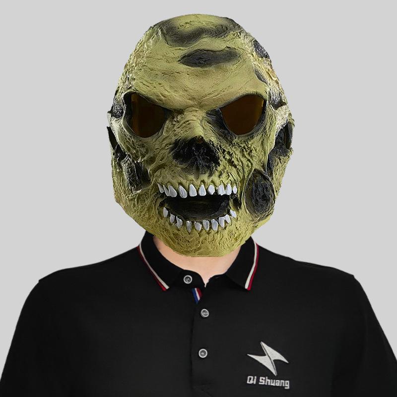 

Ужасающая латексная маска черепа и подходящие перчатки для вечеринок и фестивалей на Хэллоуин Yellow Skull Mask