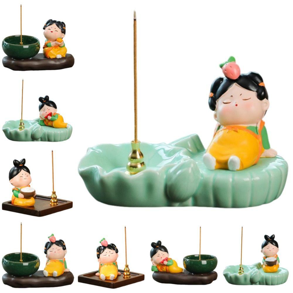 Traditional Cartoon Girl Incense Burner Creative Cute Sticks Incense Tray  Housewarming Gift