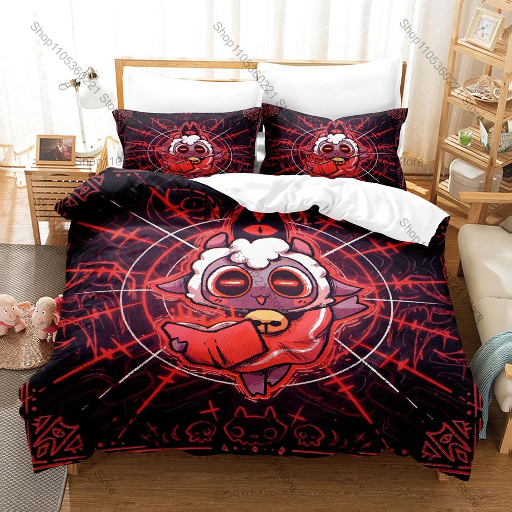 Cool Cult Of The Lamb Bedding Set Includes Duvet Cover + 2 Pillowcases Cute Dark Roguelike Indie Game Lamb Character Bedroom Dec