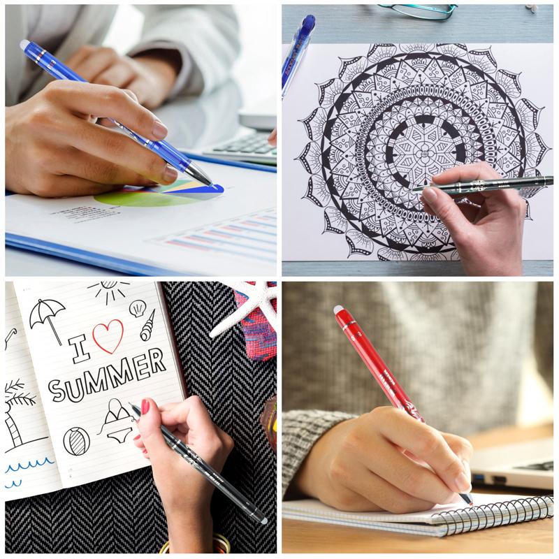 57 bucăți/set pixuri cu gel ștergebile, negru, albastru, tijă de reumplere, pix cu bilă de 0,5 mm, mâner lavabil, rechizite de scris pentru școală, papetărie