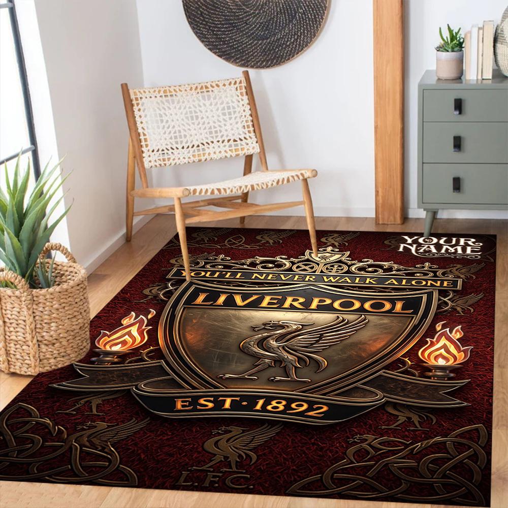 Liverpool Fc Customize Your Name Area Rug Perfect For Decorate Room Foyer Hallway Outdoor Antislip Carpet Office Home Decor
