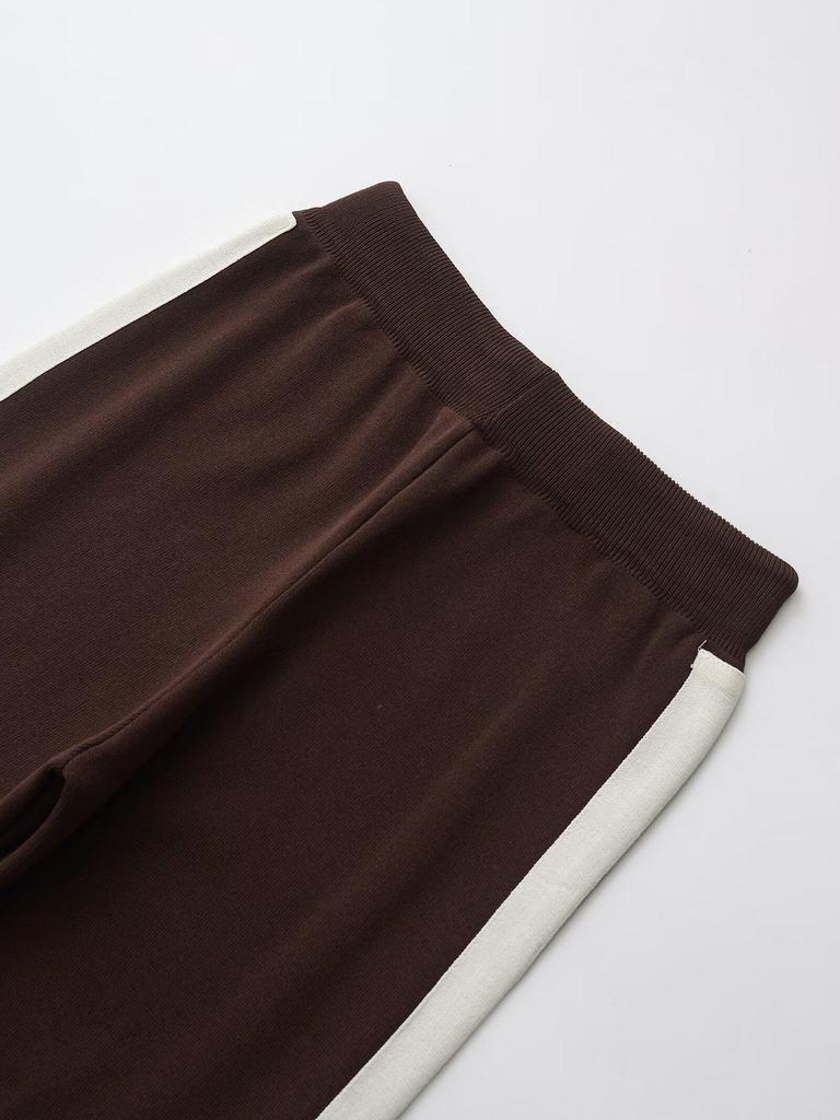 Spring 2025 Women's European & American Style Long Sleeve Stand Collar Knitted Sweatshirt with Long Pants