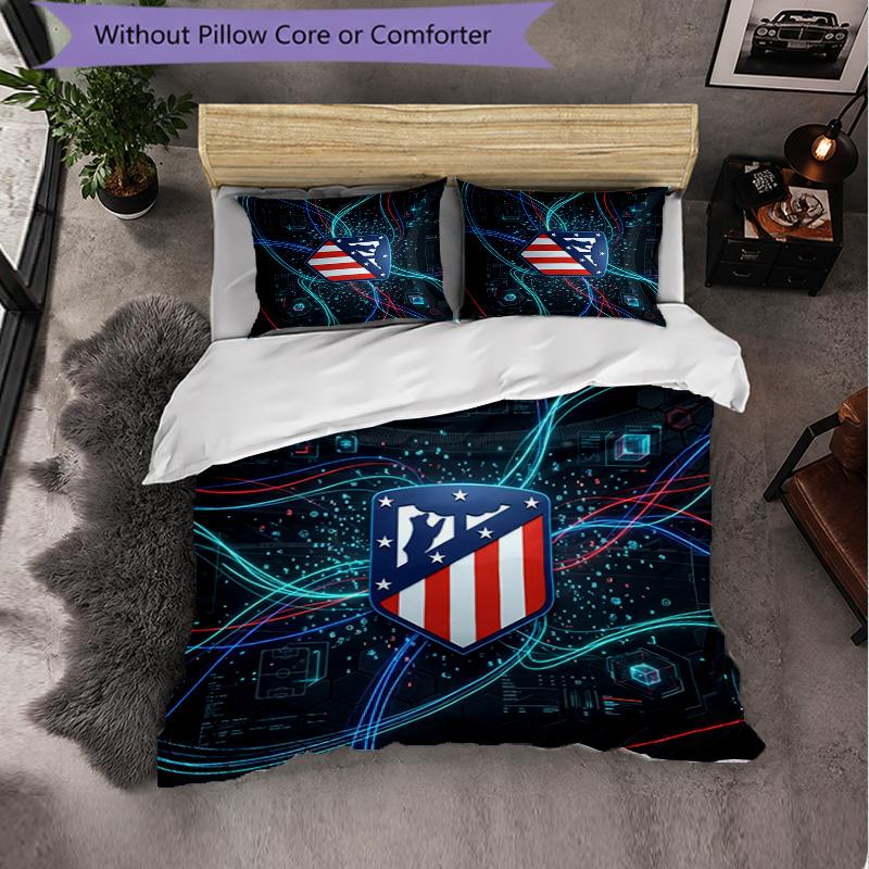 Set Lenzuola Atletico Madrid Modello 3 Pezzi Morbida Copripiumino in Microfibra con Federe per Camera da Letto