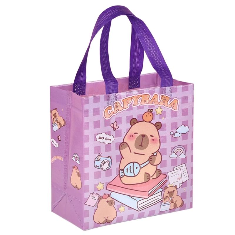 Cartoon Shopping Bag 9x9x4Inch Nonwoven Fabric Bags with Handle Carring Bag For Wedding Bridal Showers Retail Packaging