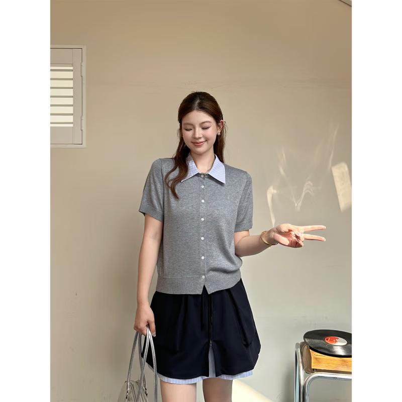 Women s Plus Size Striped V-Neck Sweater L