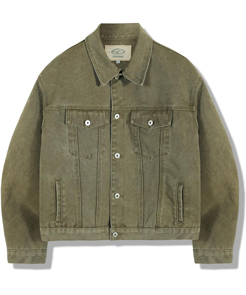 Gubin Heavy Cotton Trucker Jacket - Khaki Brown