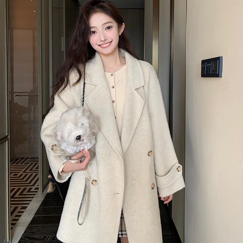 KAISER Women's Double-faced Wool Blend Long Trench Coat