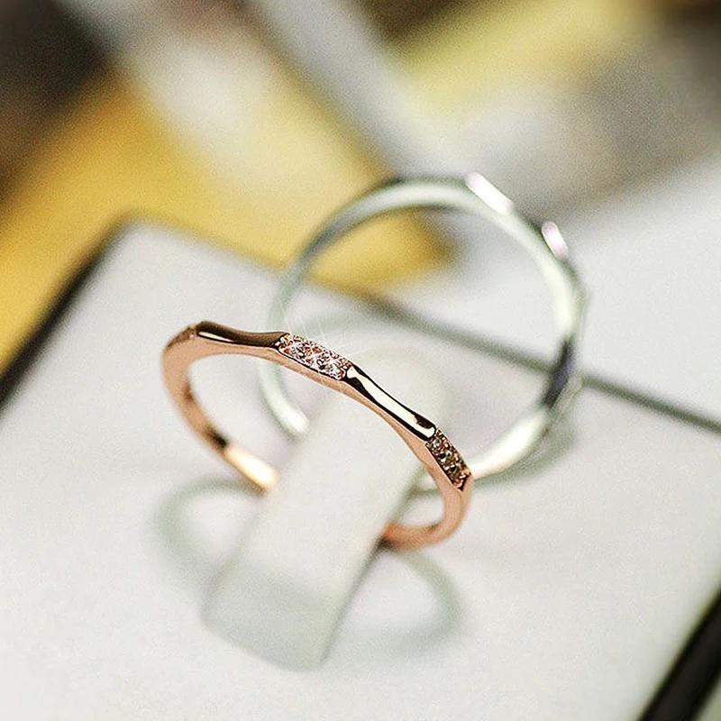CAOSHI Fashion Thin Finger Ring with Bright Zirconia Female Daily Wearable Jewelry Graceful Women Versatile Accessories Gift