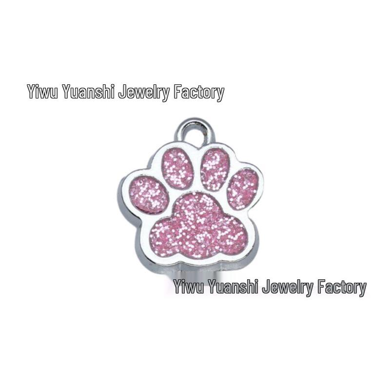 DIY Dog Paw Print Pendant: Glittery Customizable Pet Tag with Logo Printing Options