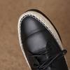 Fashion Women's new leather cowhide lace up woven fabric round toe low heel comfortable plus size single shoe casual shoes
