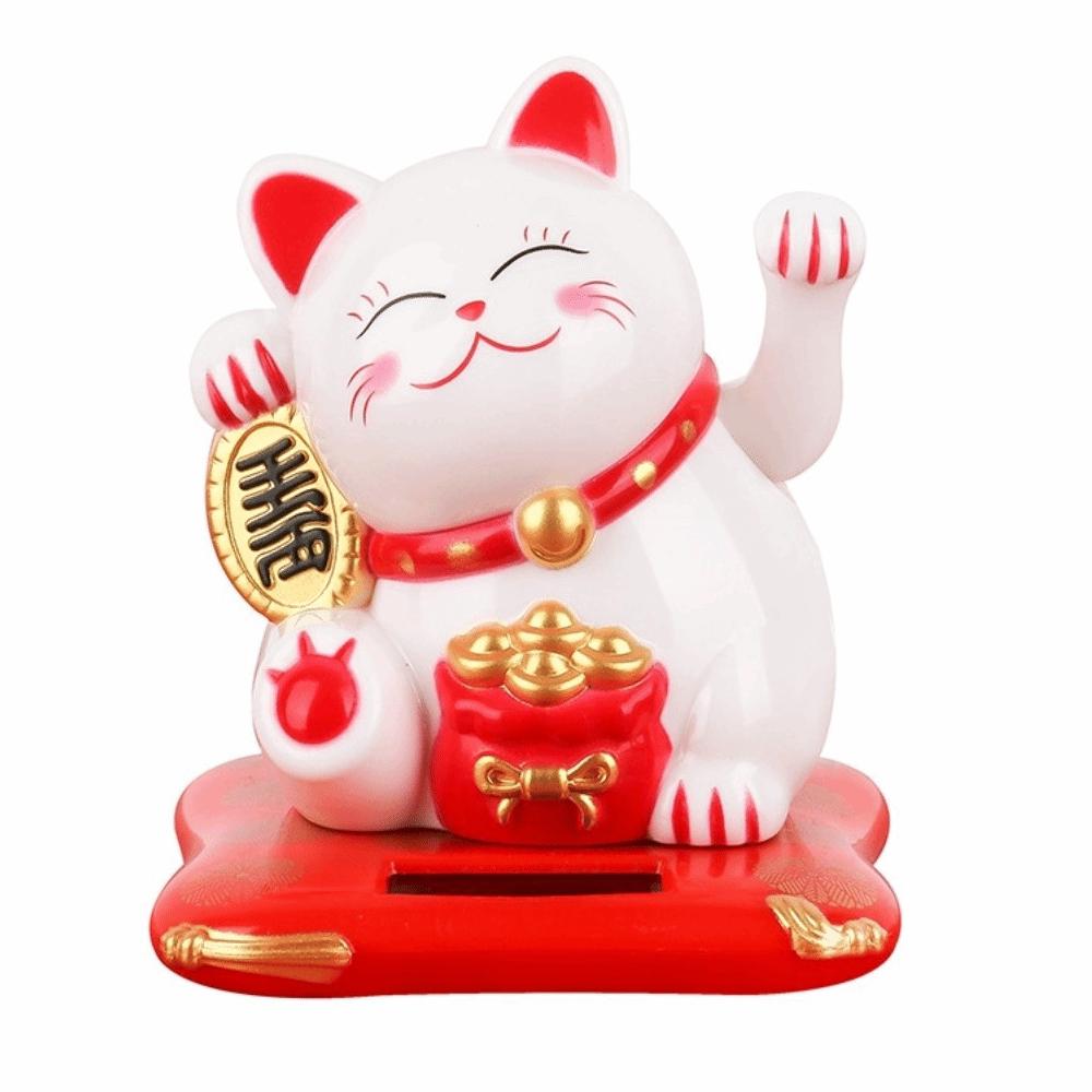 Solar Powered Fortune Cat Figurine Waving Wealth Waving Hand Cat Ornaments  Holiday Gift