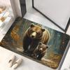1pc Bear & Cub Rug – Realistic Forest Scene, Nature-Inspired Decorative Mat for Living Room & Entryway