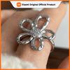 925 Sterling Silver Finger Rings for Women Big Flower Couple Minimalist Ring Party Jewelry Gift Prevent Allergy