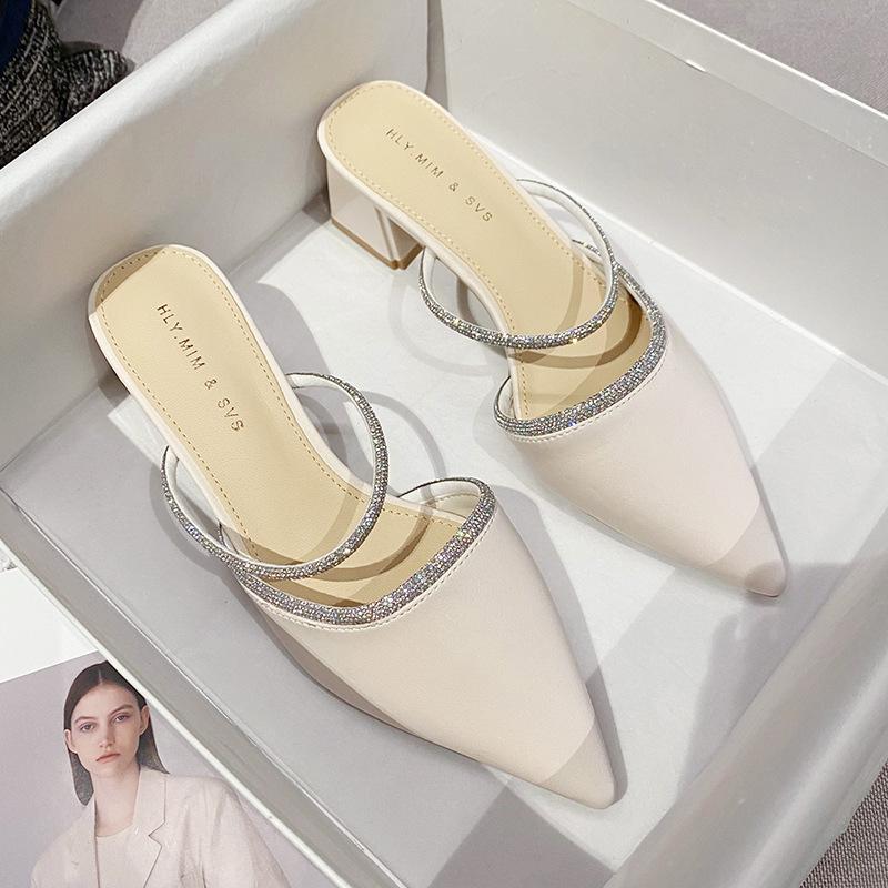 

Хулия туфли на толстом каблуке с закрытым носком, полушлепанцы женские универсальные на среднем каблуке, на высоком каблуке, на низком каблуке, ленивые мюли G5330-2 39