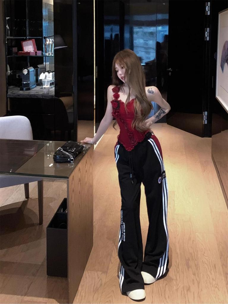 Red Fishbone Strapless Slimming Camisole - Women's Summer Style