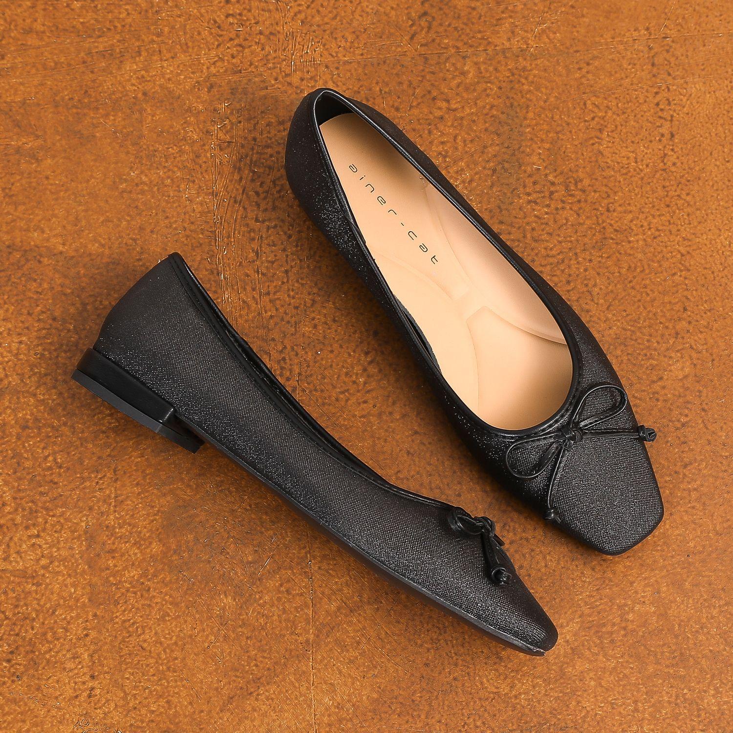 

22311 flat shoes women s thick heel summer 2025 new French square head light mouth low heel bow single shoe 35