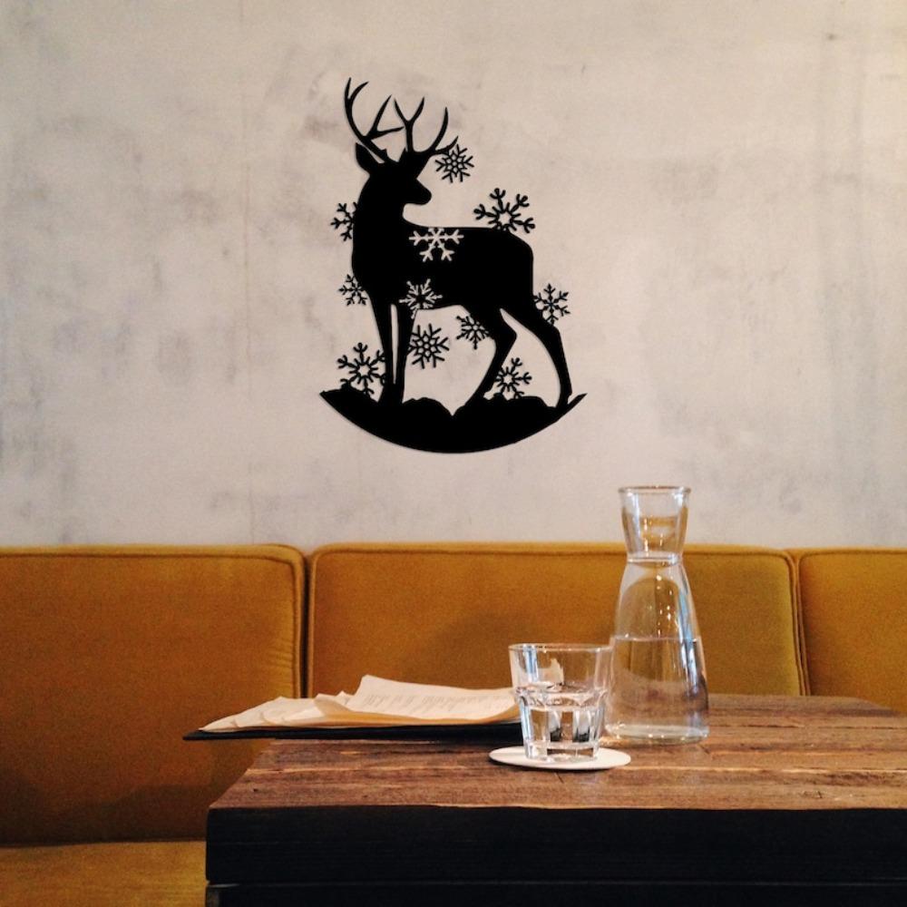 Handmade Deer Metal Wall Sculpture, Rustic Winter Home Decoration
