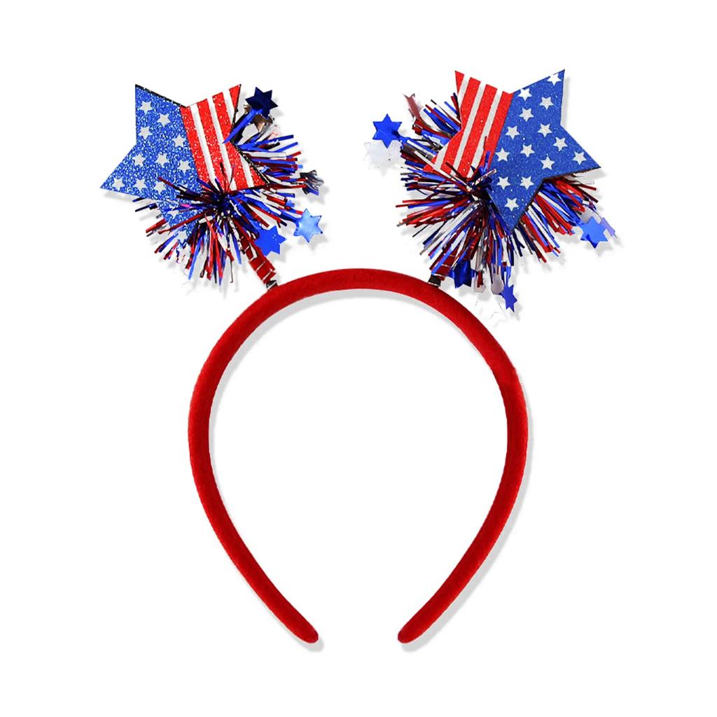 4th of July Headband Independence Day Hair Accessories Patriotic Party Hair Supplies USA Flag Star Design Blue Red Ribbon Stars Hair Decoration Cute