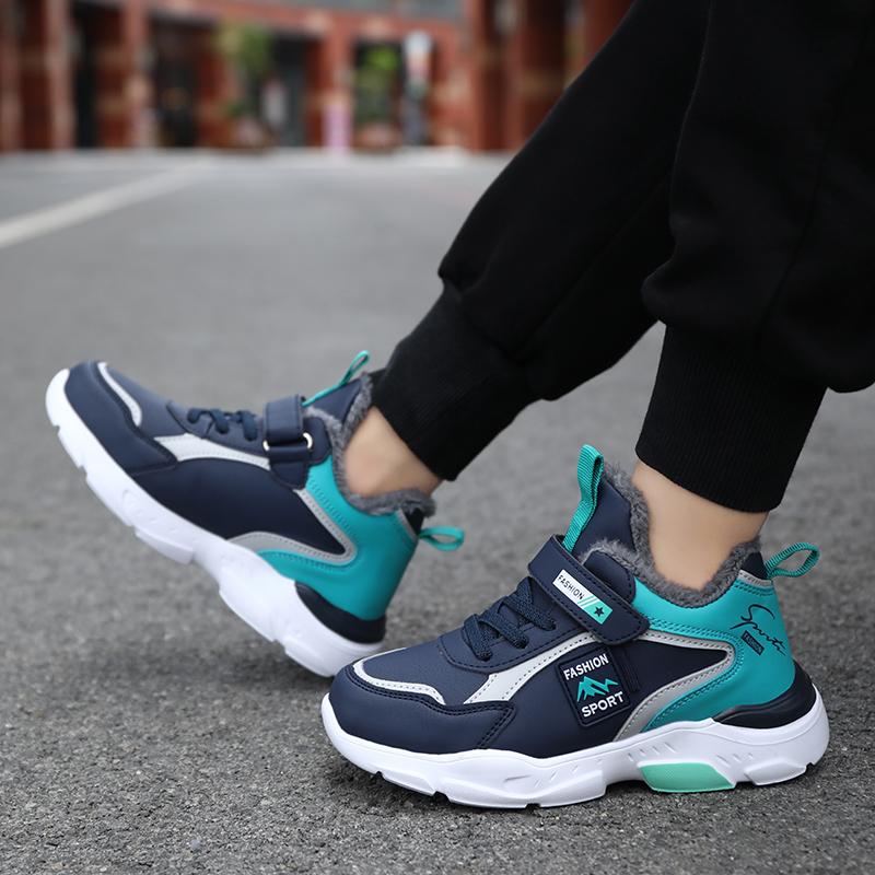 Winter Children's Fashion Sneakers Boys Plush Sports Running Shoes Warm Outdoor Lightweight Shoes for Kids Casual School Shoes