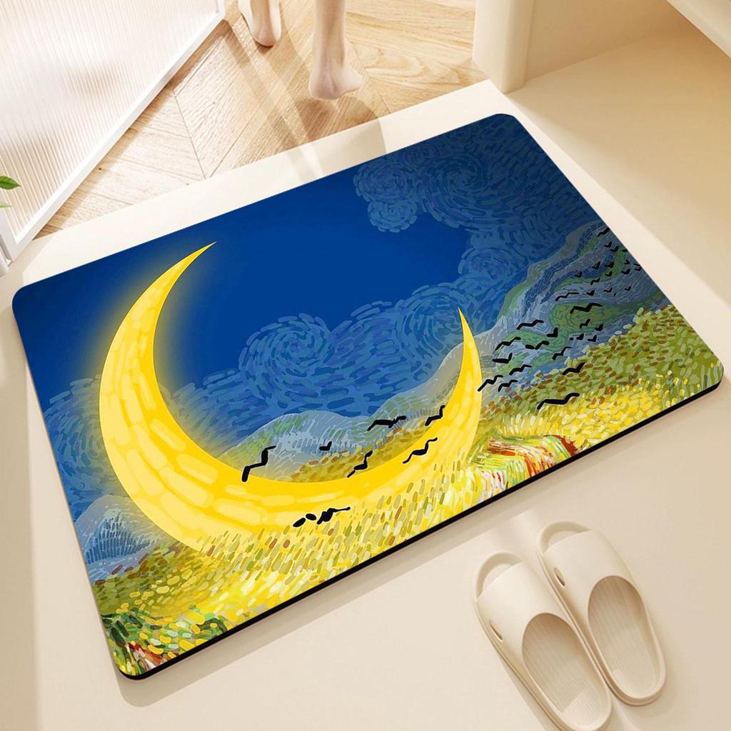 Cross-border Oil Painting Style Non-slip Diatomaceous Earth Bathroom Mat