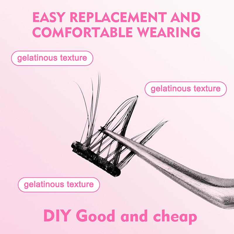 144/200Pcs False Eyelashes Glue Strips, Black Glue-Free Jelly Self-Adhesive Eyelashes Strips, False Eyelashes Makeup Tools