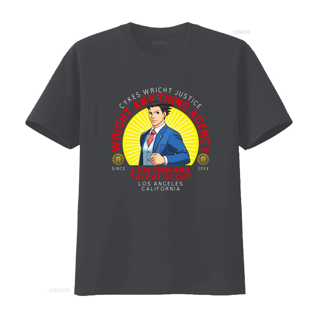Ace Attorney Wright Anything Agency Navy T Shirt for Adult Los Angeles California Law Firm Design vintage Washed Unisex