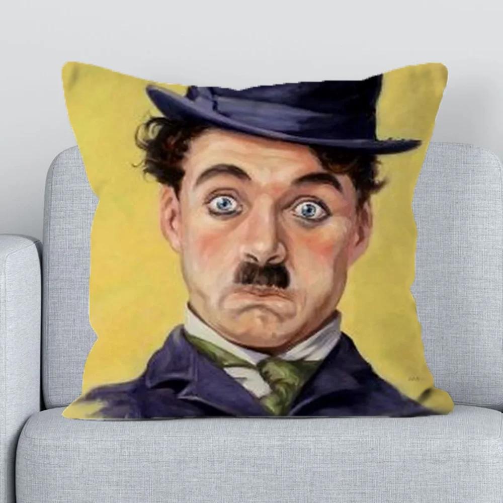 

Наволочка с двусторонней печатью Чарли Чаплина Чехол для подушки Чехлы для постельных подушек Короткий плюш Осеннее украшение Подушка 40x40cm фиолетовый