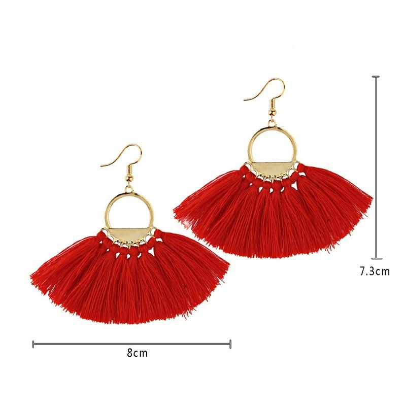 Fan-shaped Tassel Hollow Pendant Earrings