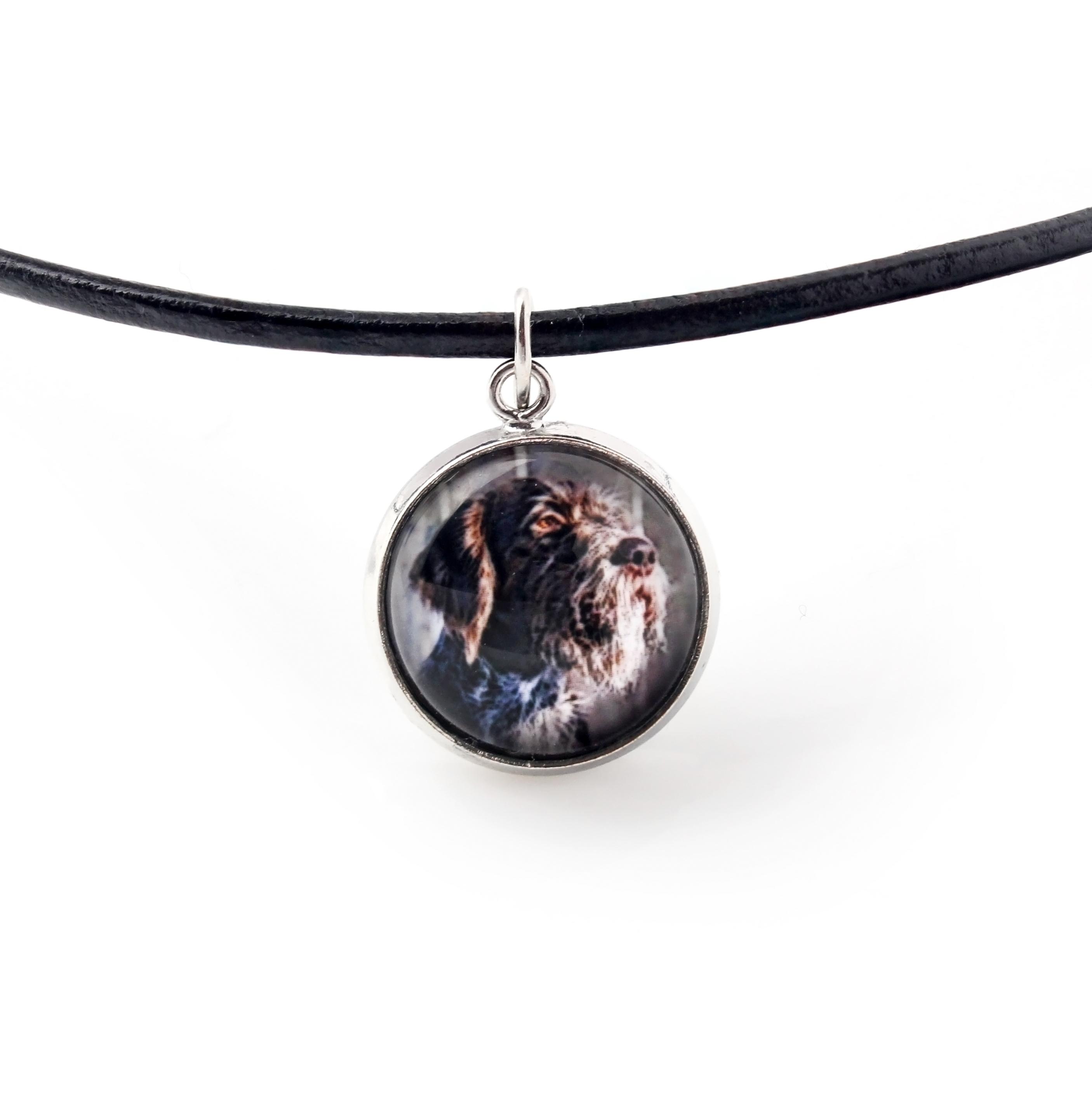 

German Wirehaired Pointer - necklace pendant with your photo, handmade, handcrafted jewelry by Art-Dog brand срібний