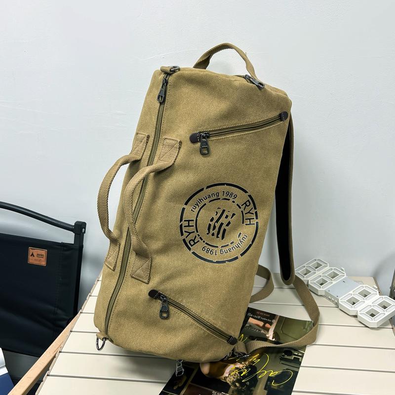 Canvas Bucket Bag: Unisex Shoulder Handbag, Business Travel & Sports Crossbody Backpack