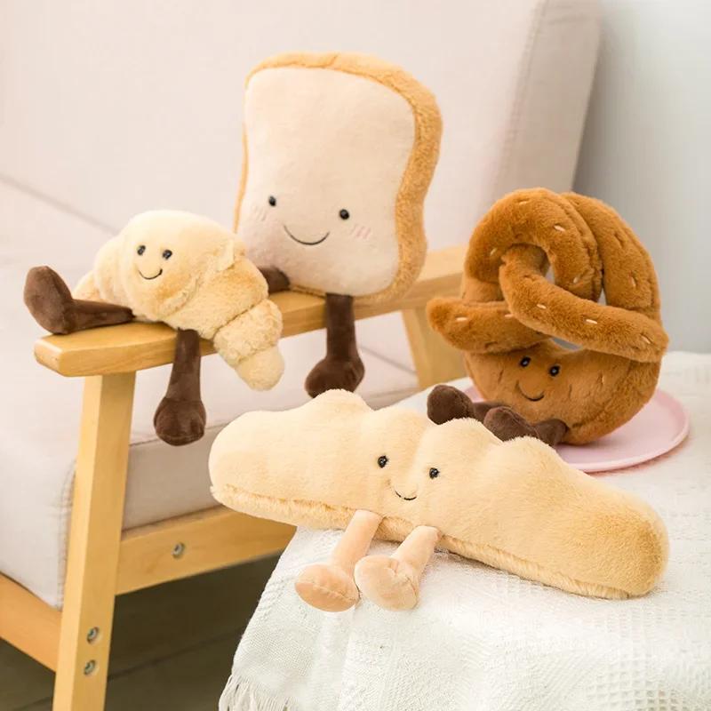 Neue kleine Cartoon-Figur Brezel Crossant Toastbrot Puppe Lebensmittel Spielzeug Gefüllte Plüsch Dekor Geburtstag Giftsids Geschenk Sofa Zimmer