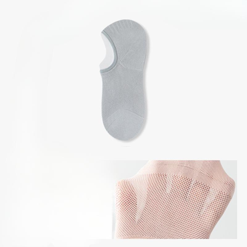 Female Summer Thin Mesh Cotton Antibacterial Antiodor Shallow Mouth Invisible Heel Socks