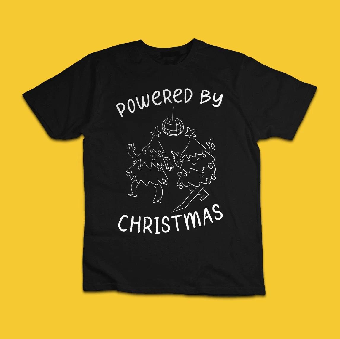 Powered by Christmas Funny Dancing Christmas Trees Holiday T-Shirt 3XL