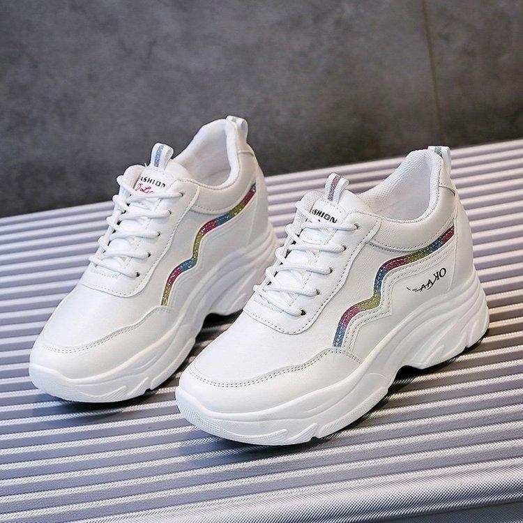 

Повсякденне жіноче взуття на товстій підошві гума ПУ мафін товста підошва мода спортивні одинарні туфлі жіночий колір допомога ПУ біле взуття 40 різнокольоровий