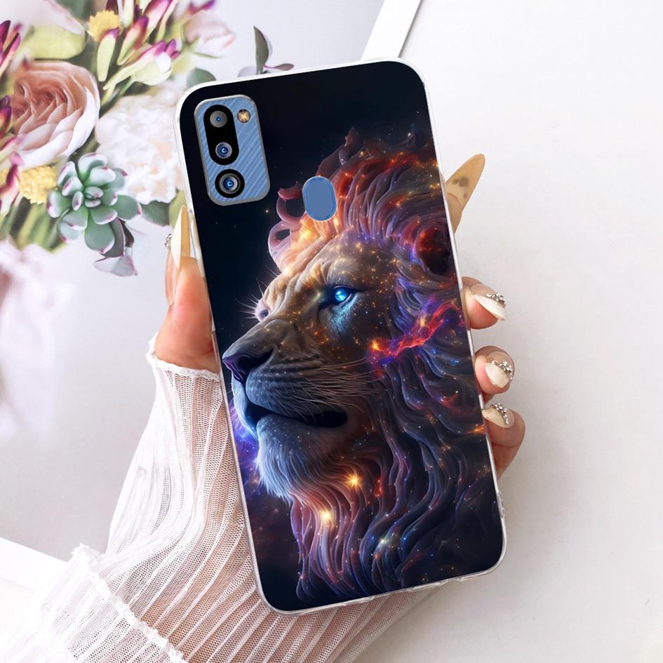 For Cover Samsung Galaxy M21 2021 Phone Case SM-M215G Shell Fashion Flower Soft Silicone Clear Cover For Samsung M21 2021 Fundas