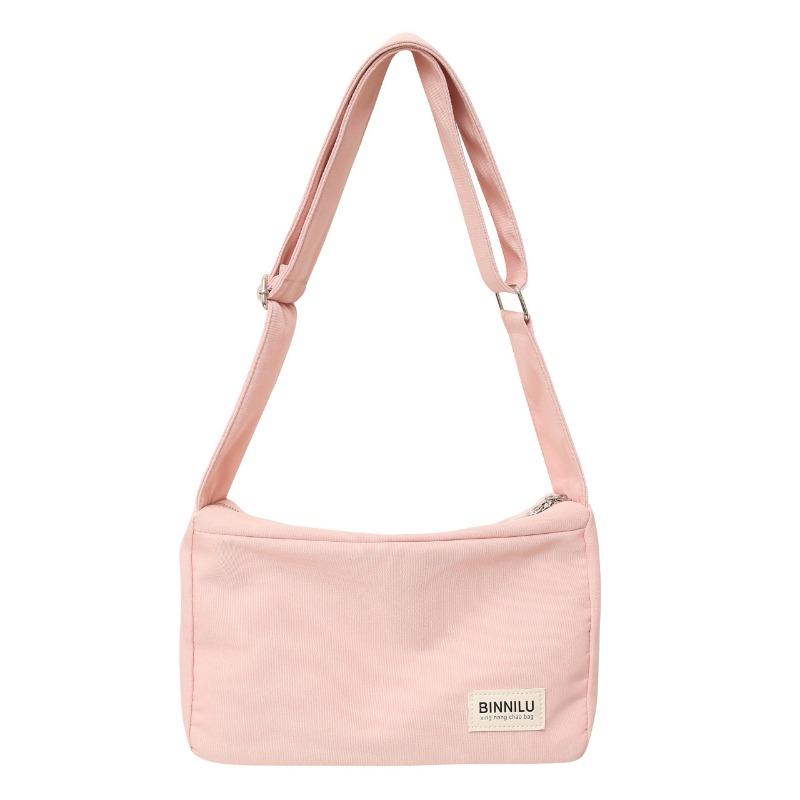 Trendy fashion letter simple sports canvas solid color shoulder bag retro student messenger bag bag