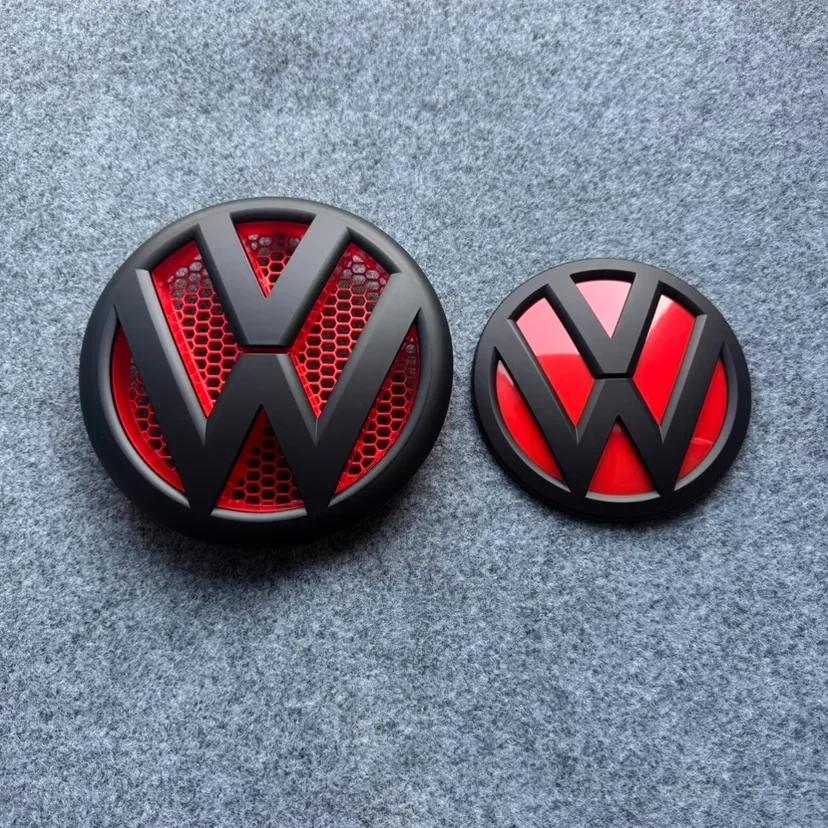 VW GTI GOLF 2026 Heiß für VW VOLKSWAGEN Volkswagen Multivan T5 2011-2015 3D Front Heck Auto Emblem Abzeichen Set, ABS Auto Logo Ersatz