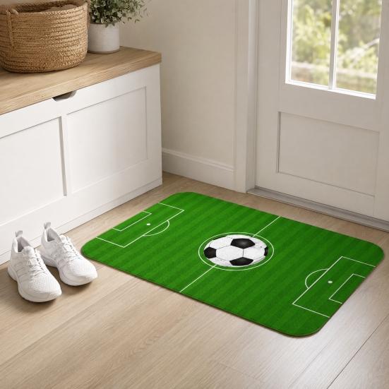 Tappetino da Campo da Calcio, Tappetino da Bagno con Erba Verde, Tappetino Antiscivolo Assorbente Lavabile per Ingresso Camera da Letto Cucina