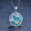 Fashion Love Heart Tree of Life Pendant Necklace For Women Inlay Blue Imitation Opal Necklace Wedding Jewelry Birthday Gifts