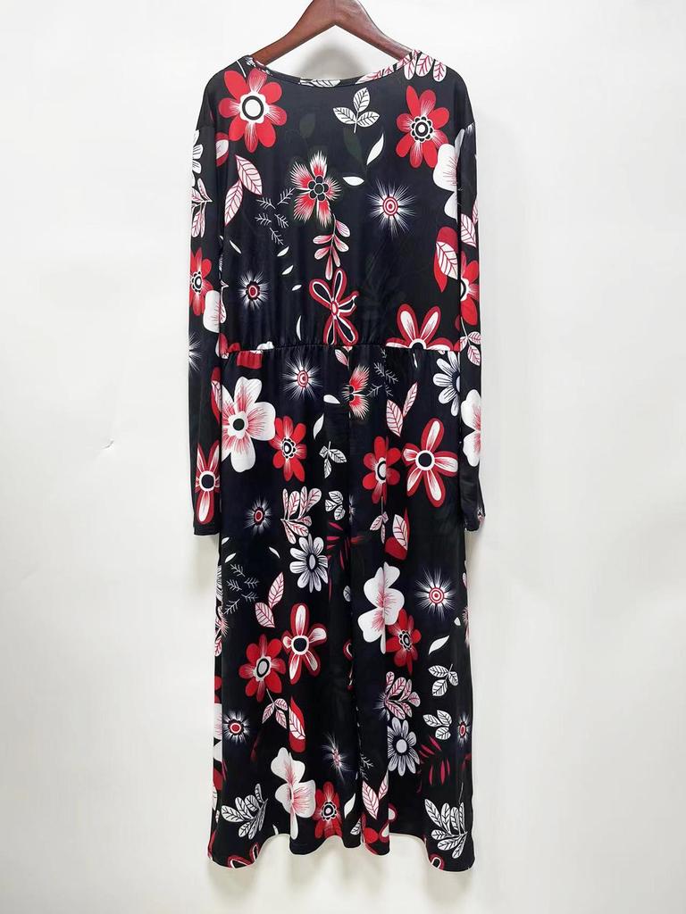 2024 Cross-Border Seasonal Long-Sleeve Printed Casual Dress