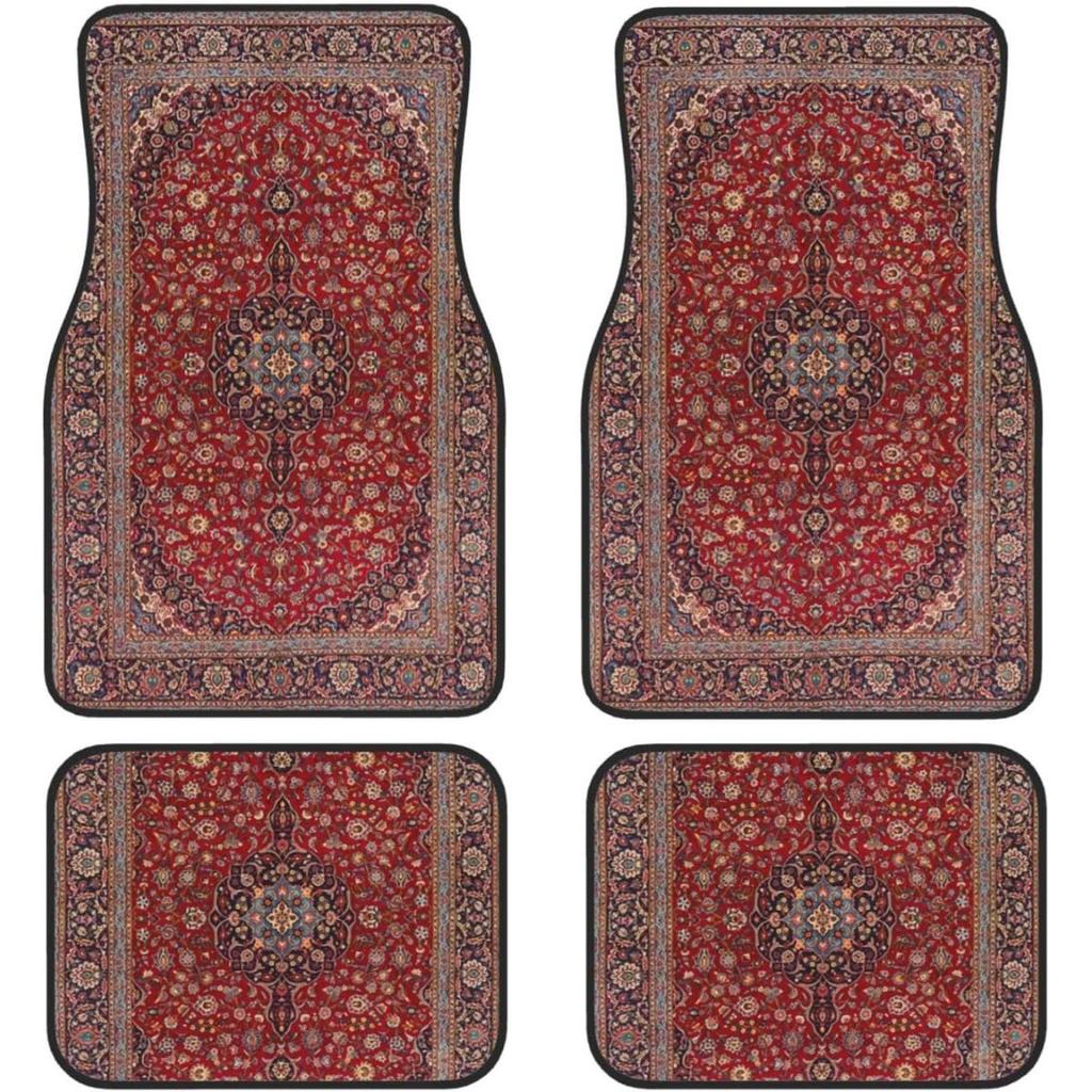 Car Floor Mats Set Of 4, Oriental Turkish Persian Carpet Front And Back Rug Mats Decorative Universal For Cars SUV Trucks Vans