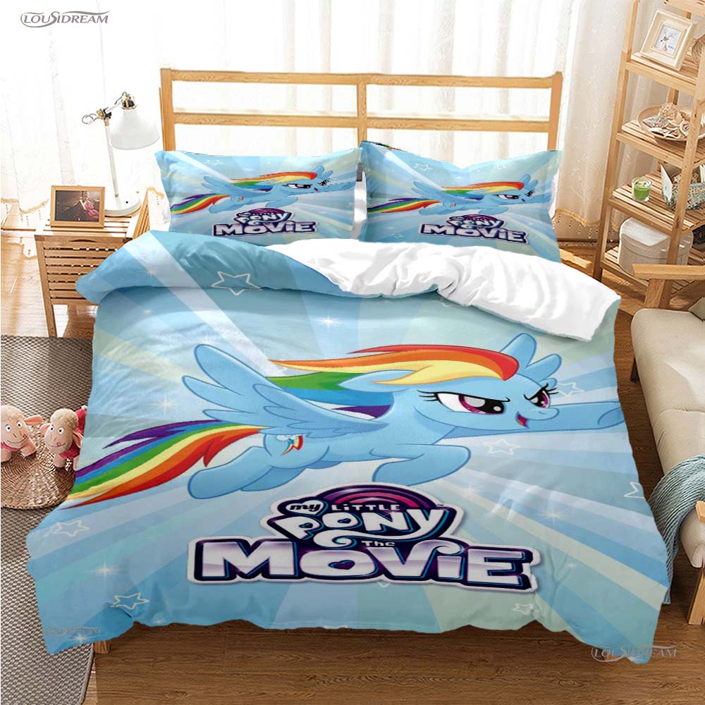 My Little Pony Cartone Animato Copripiumino per Tutte le Stagioni Piumone Set Biancheria da Letto Coperta Trapuntata Morbida e Federe Singolo/Matrimoniale/Queen/King