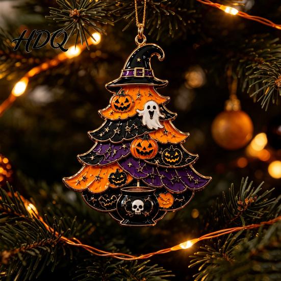 Durable Acrylic Event Decorations Halloween Tree Hanging Ornament Pumpkin Ghost Skull Seasonal Decor Spooky Pendant for Party Home Festive