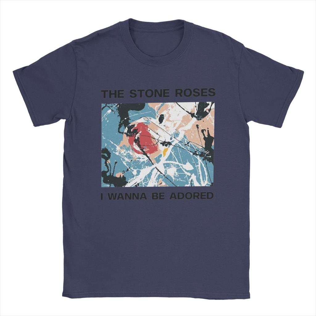 Men T-Shirt Stone Roses I Wanna Be Adored Funny Pure Cotton Tees Short Sleeve T Shirts Crewneck Tops Plus Size