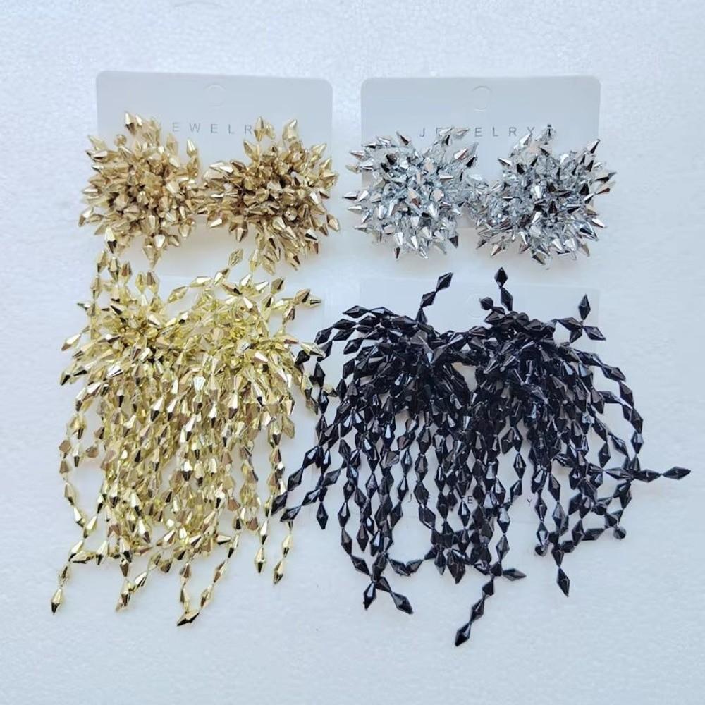 1Pair Ear Jewelry Flower Tassel Earrings Exaggerated Beads Earrings Fashion Explosion Earrings