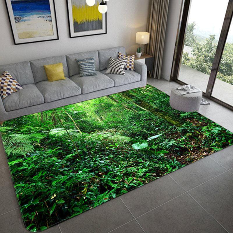 Natural Scenery 3D Carpet for Living Room Green Forest Waterfall Landscape Rug Bedroom Anti-slip Carpet In The Bathroom Large