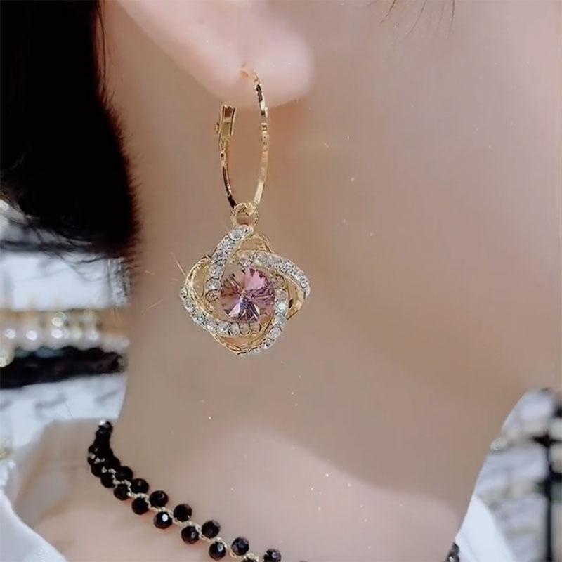 Purple Three-dimensional Earrings with Feminine Temperament, Luxurious and Sparkling Exquisite Earrings, Retro and High-end Earrings
