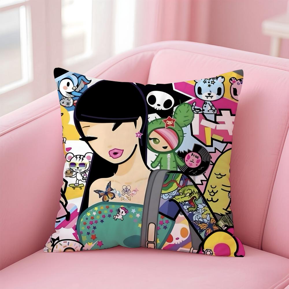 T-Tokidoki Cushion Cover Home & Car Multi-Scene Pillow Cover - Reversible, Soft & Durable for Daily Use