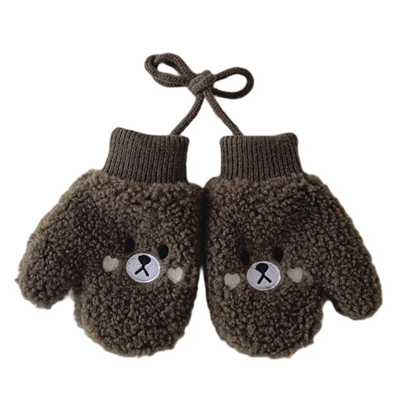 Cosy Infant Fleece Lined Hand Mittens Attached Neck Rope For 1-4 Year Old Children Soft Winter Accessories Unisex