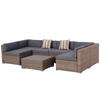 7-Piece Garden Lounge Set In Rattan with Coffee Table and Modular Sofa with Cushions, Grey